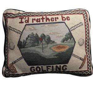Golf Tapestry Accent Pillow  "Id Rather Be Golfing" decorative gift sport